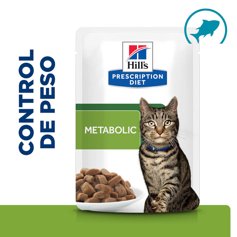 Hill's Prescription Diet Metabólico Controlo de Peso Peixe Saqueta com Molho para gatos, , large image number null